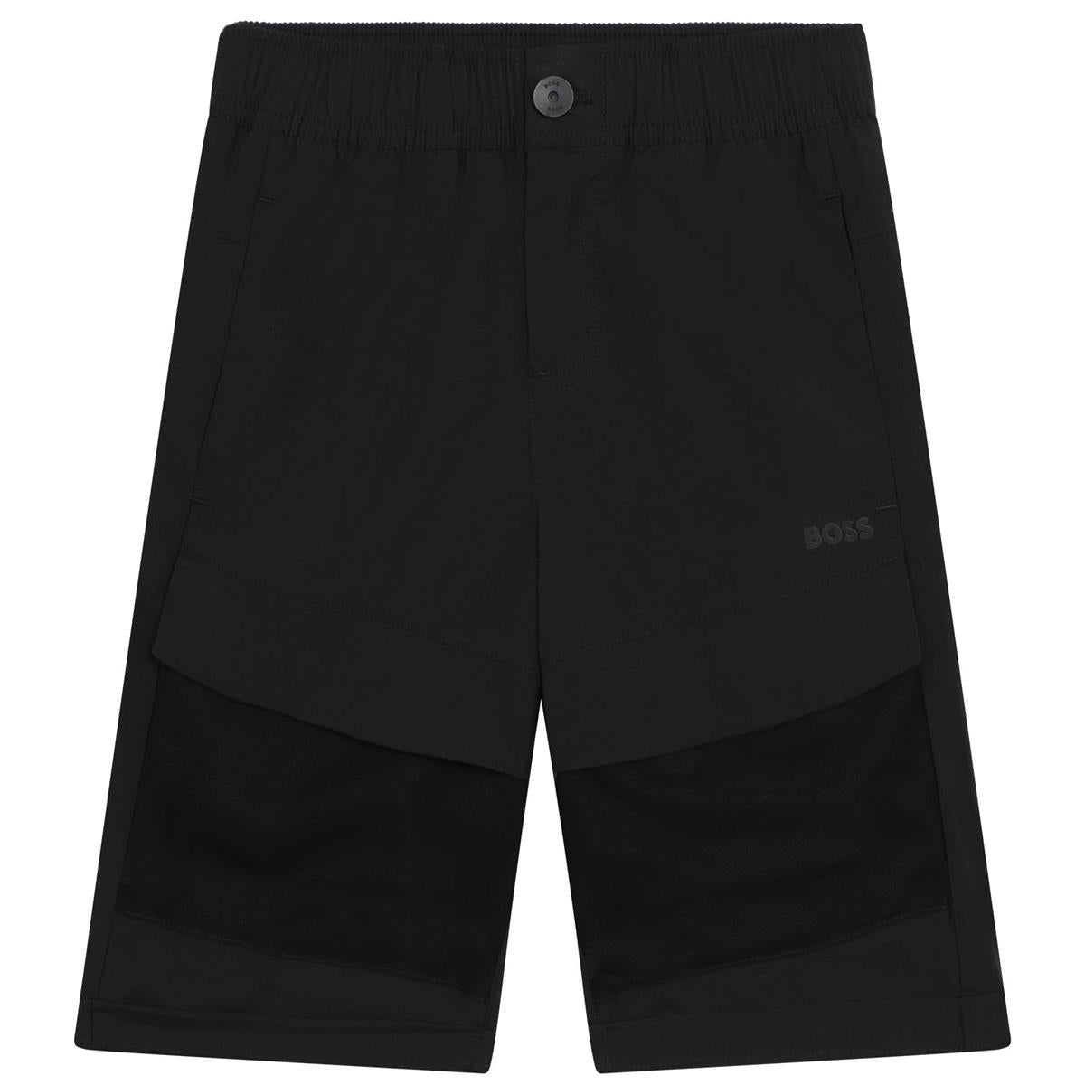 Boys Black Cotton Shorts