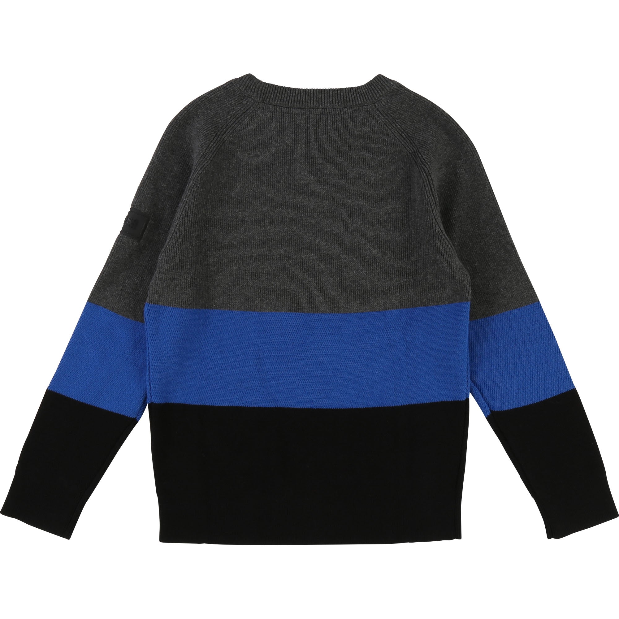 Boys Grey & Blue Striped Cotton Sweater