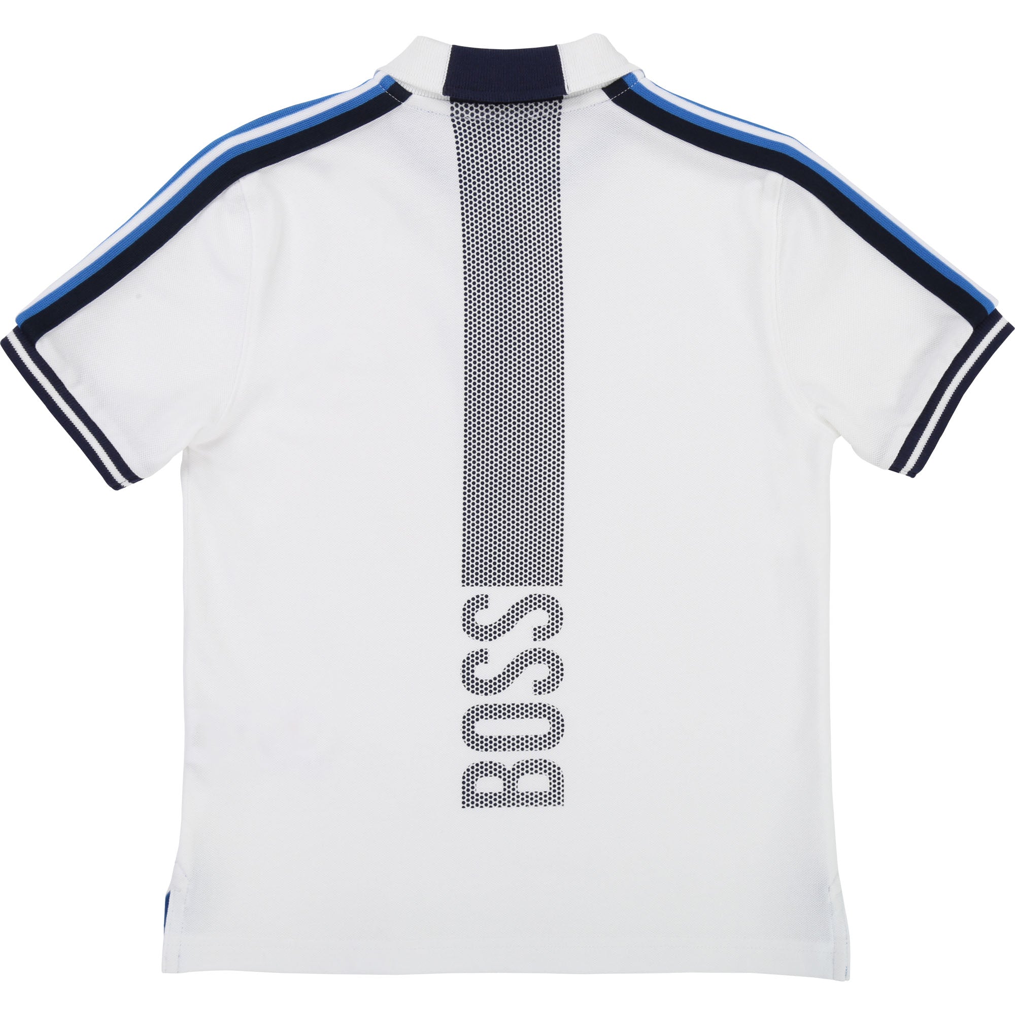 Boys White & Black Cotton Polo Shirt