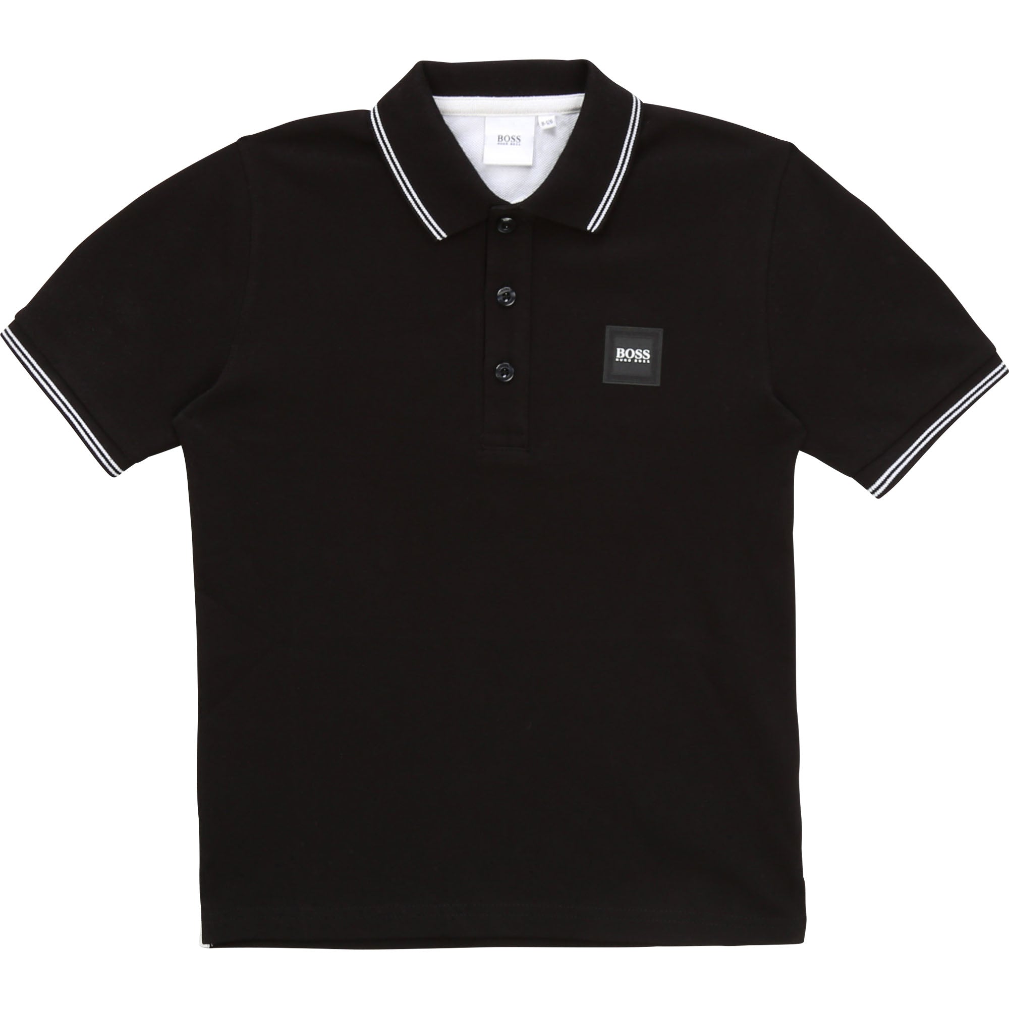 Boys Black Cotton Polo Shirt