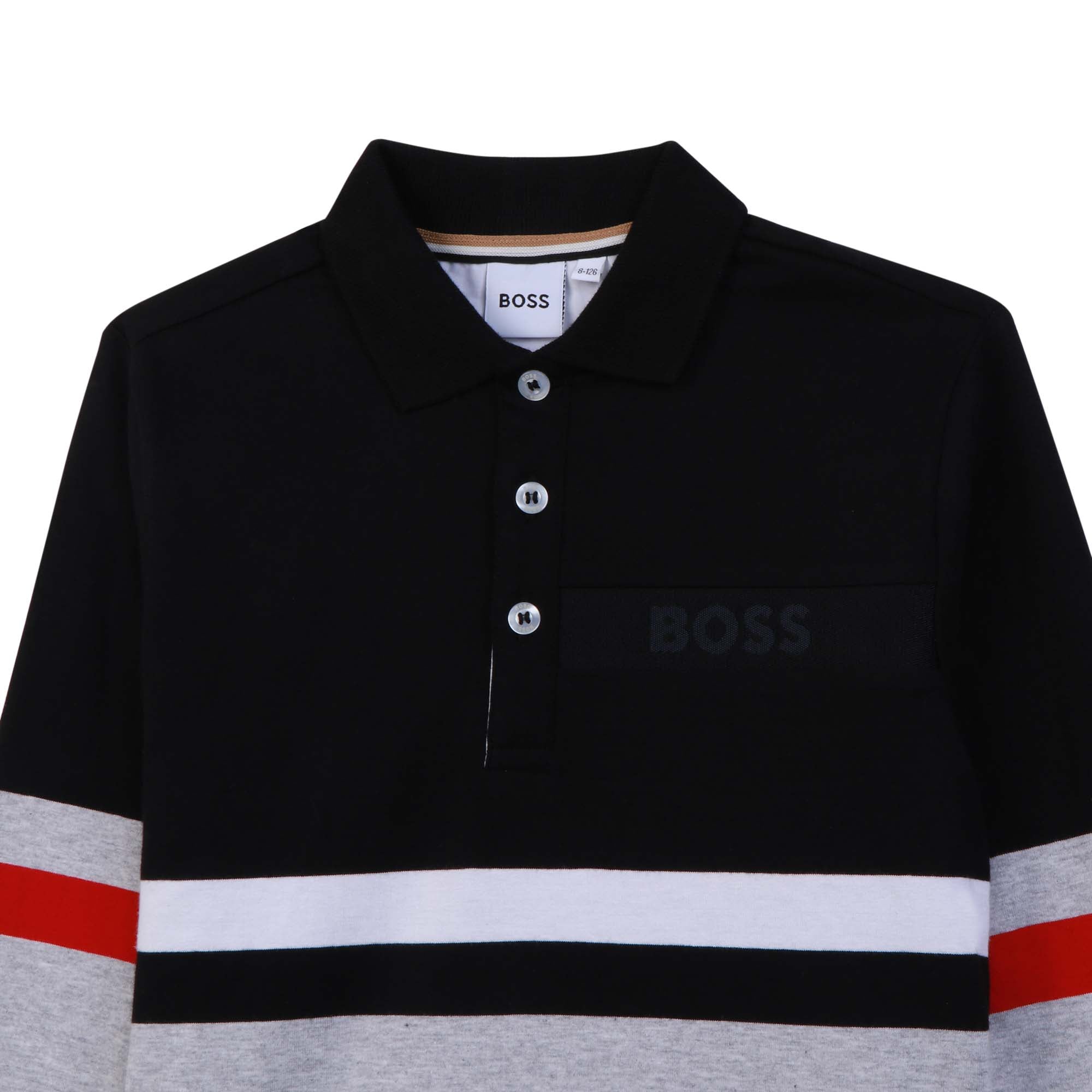 Boys Black Cotton Polo Shirt