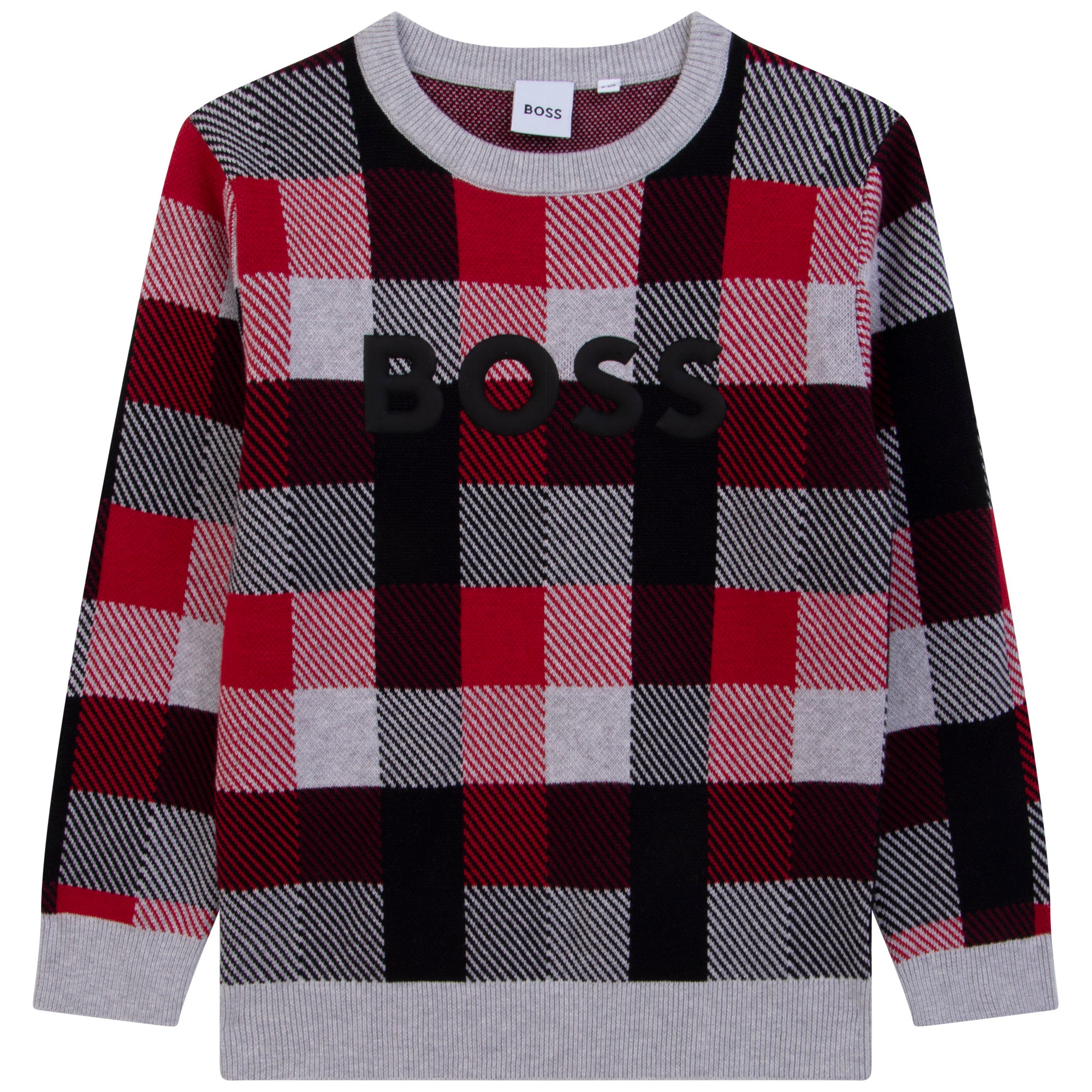 Boys Grey Check Cotton Sweatshirt