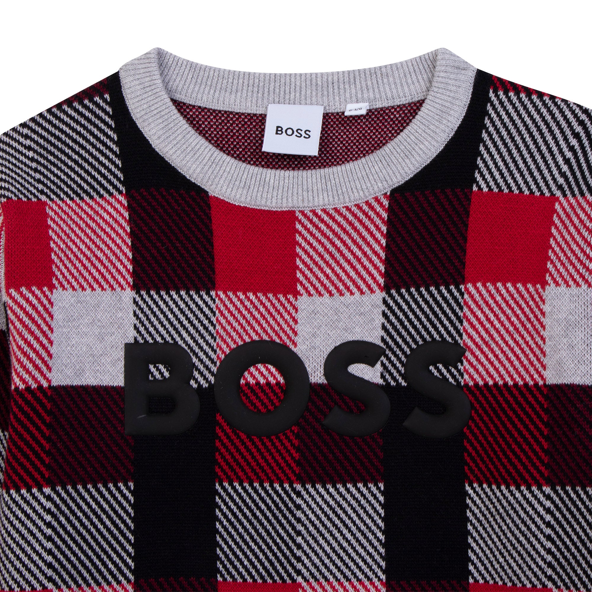 Boys Grey Check Cotton Sweatshirt