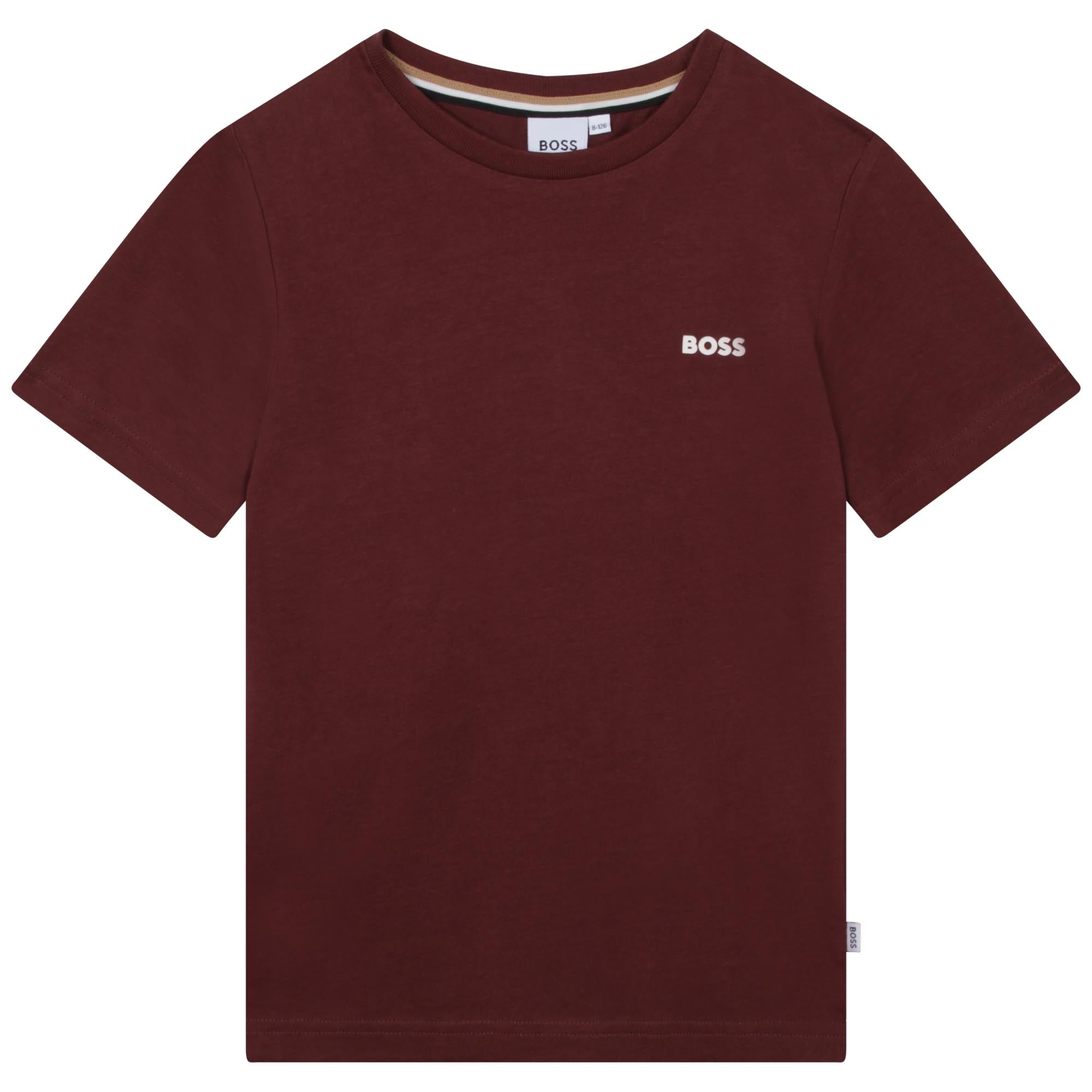 Boys Dark Red Cotton T-Shirt