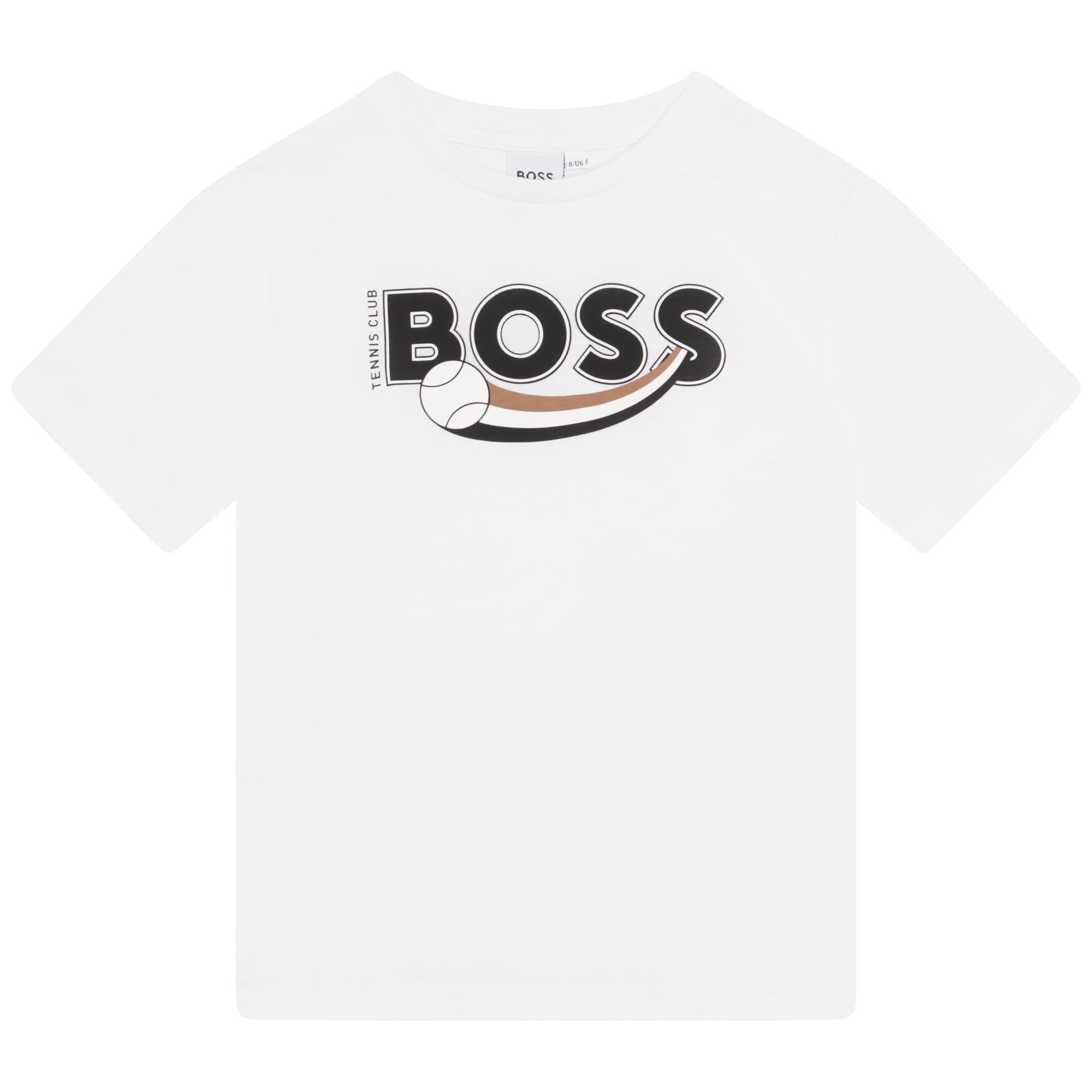 Boys White Logo Cotton T-Shirt