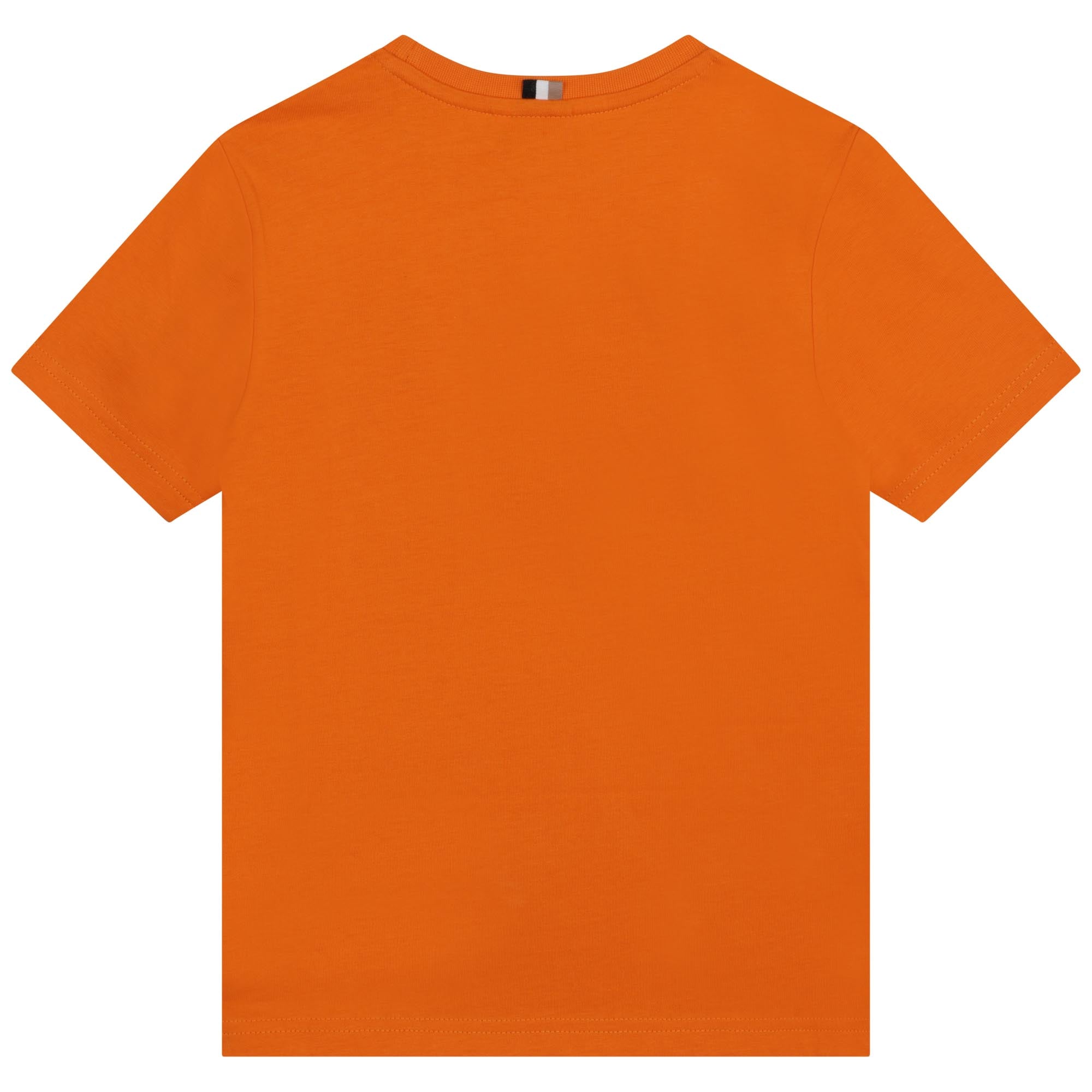 Boys Orange Printed Cotton T-Shirt