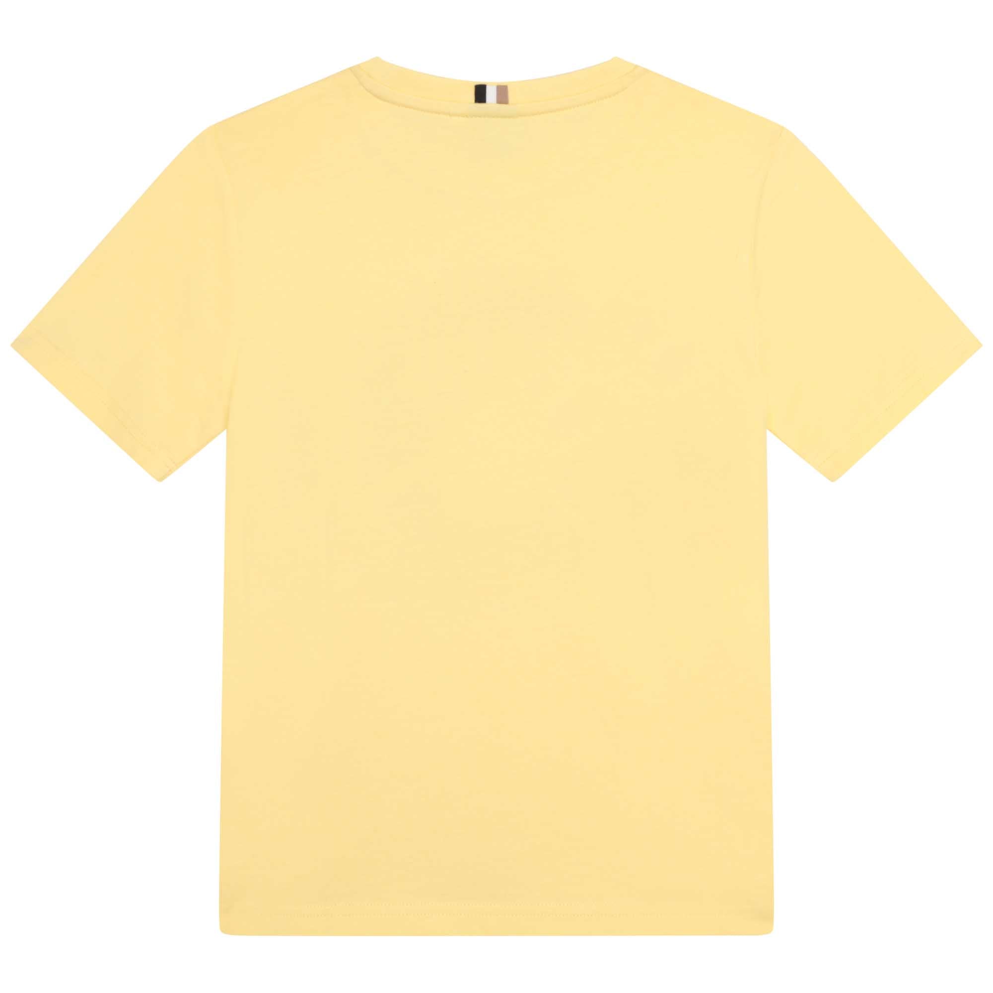 Boys Yellow Printed Cotton T-Shirt