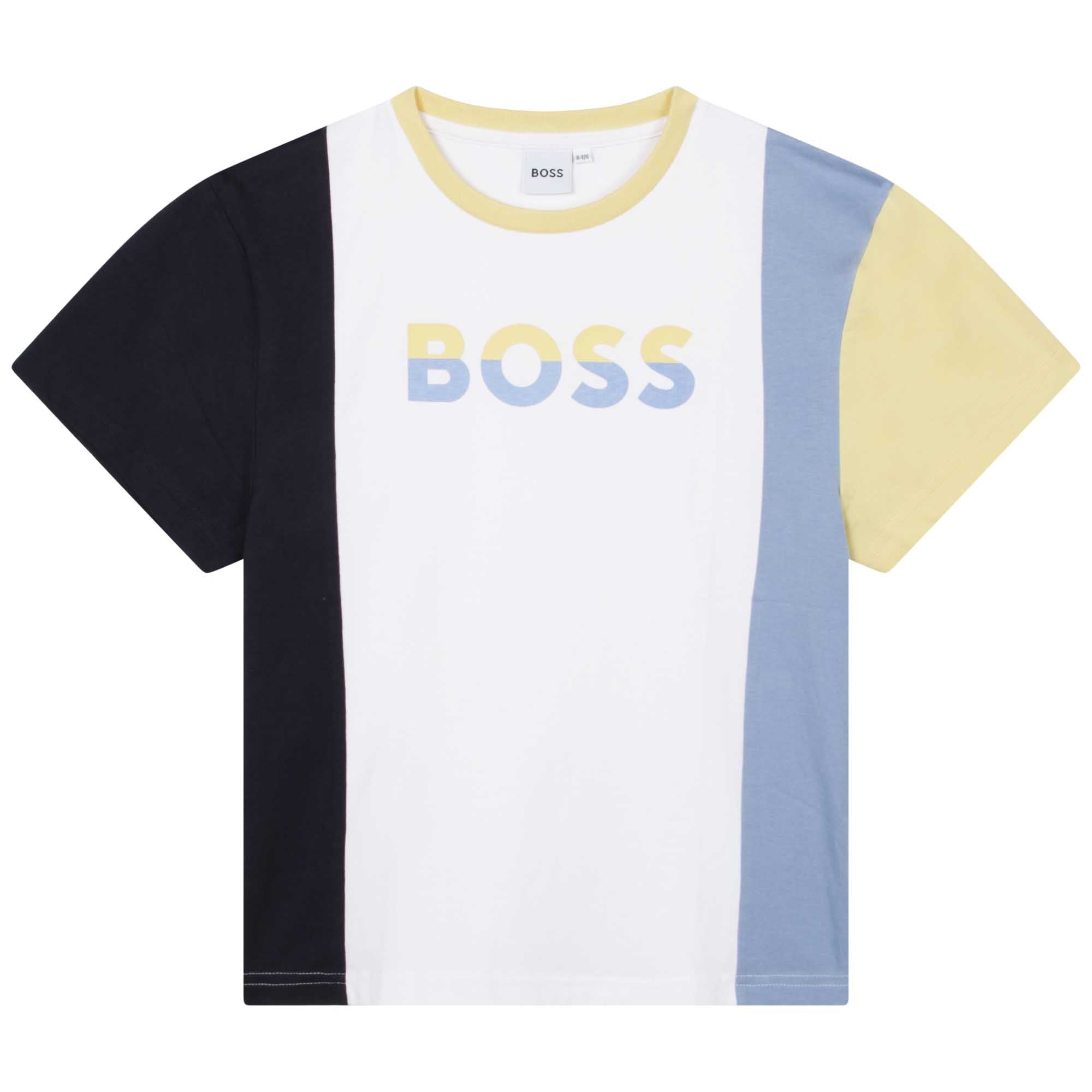 Boys White Logo Cotton T-Shirt