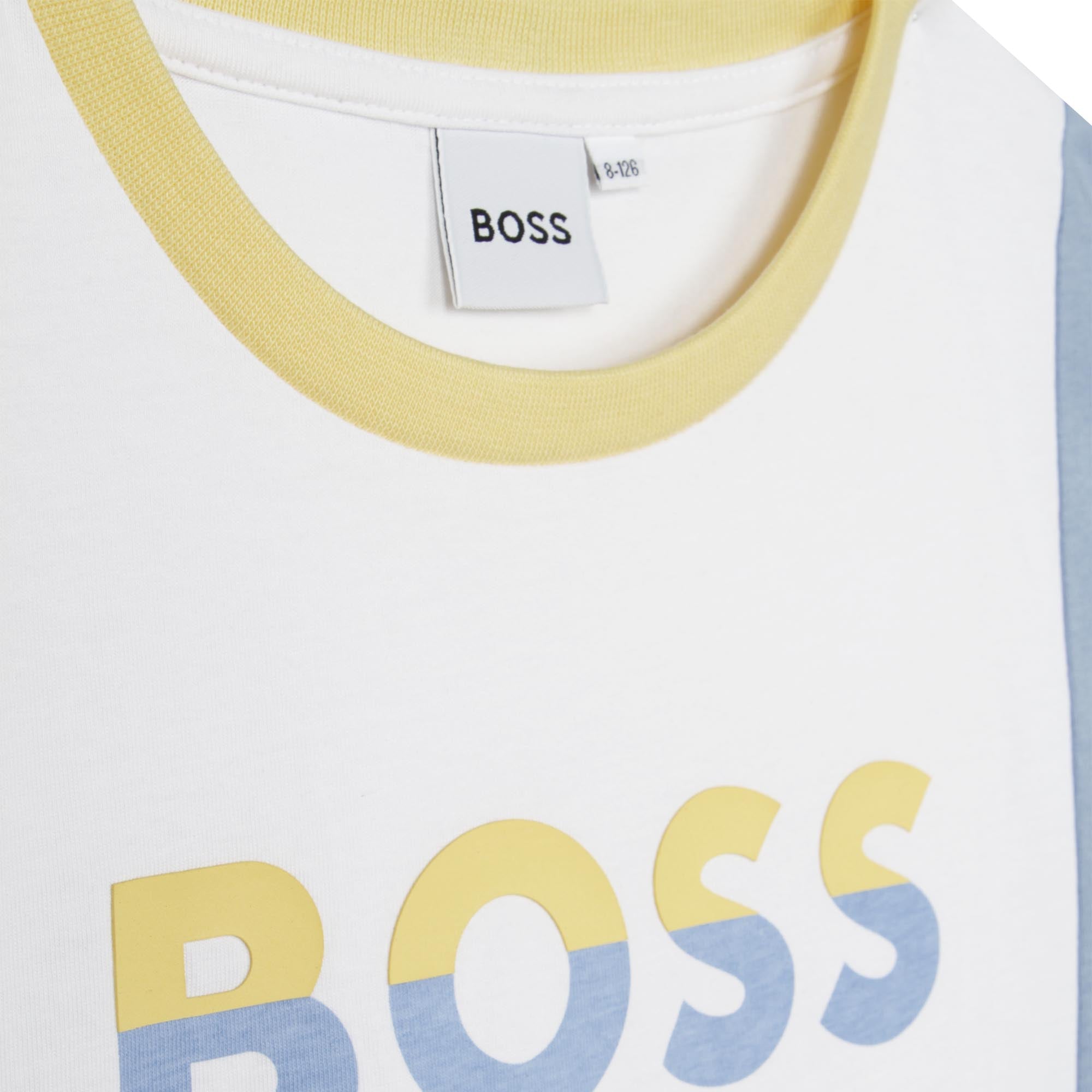 Boys White Logo Cotton T-Shirt