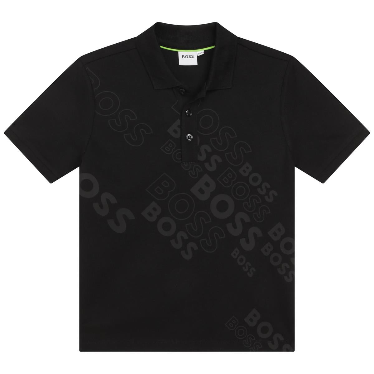 Boys Black Logo Polo Shirt