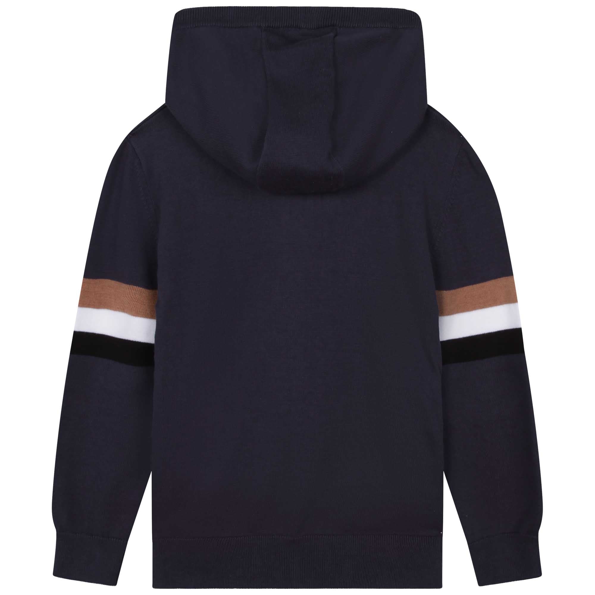 Boys Navy Hooded Zip-Up Top