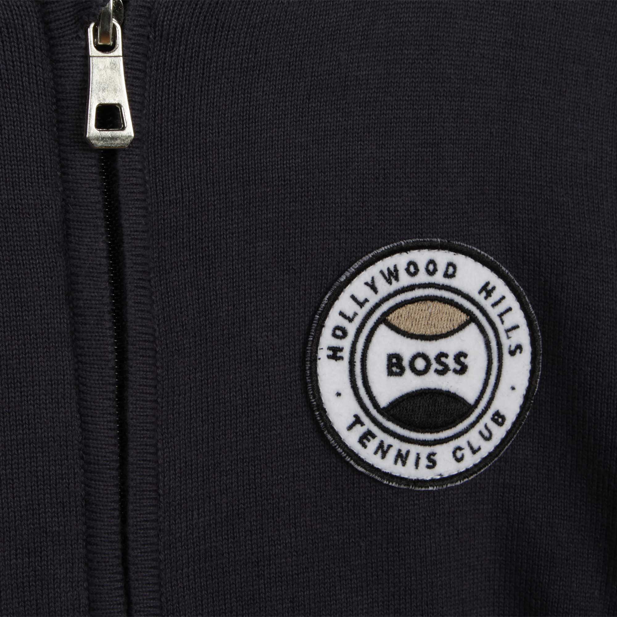 Boys Navy Hooded Zip-Up Top