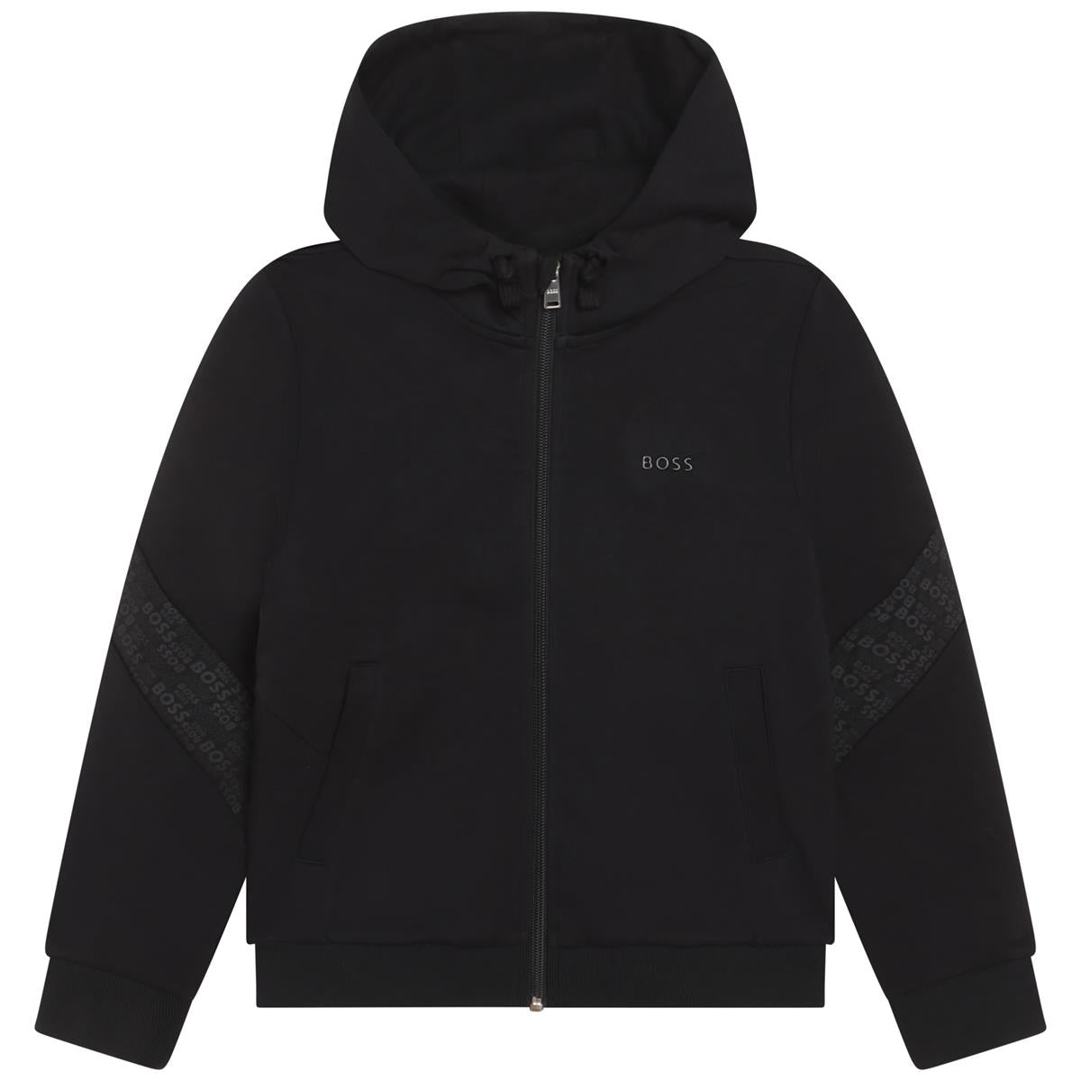 Boys Black Zip-Up Top