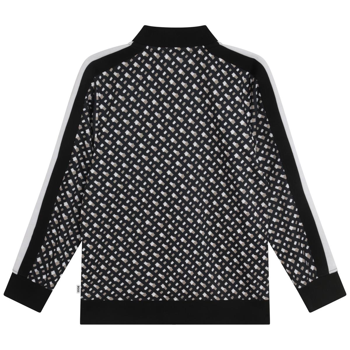 Girls Black Logo Zip-Up Top