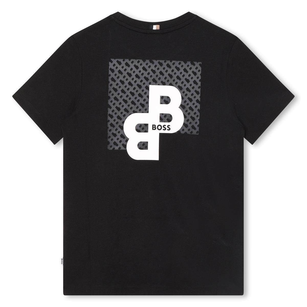 Boys Black Logo Cotton T-Shirt