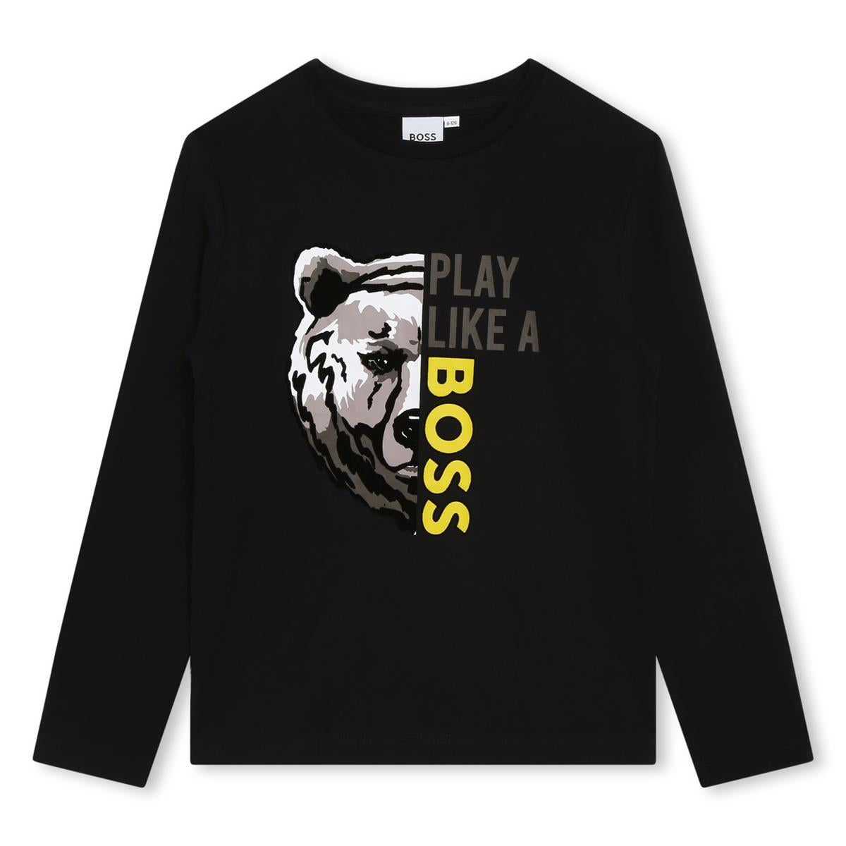 Boys Black Logo Cotton T-Shirt