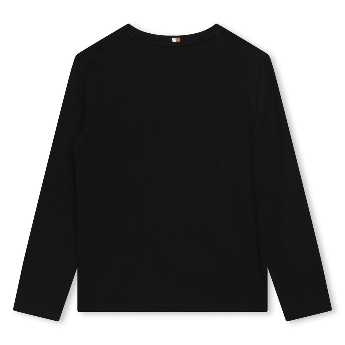 Boys Black Logo Cotton T-Shirt
