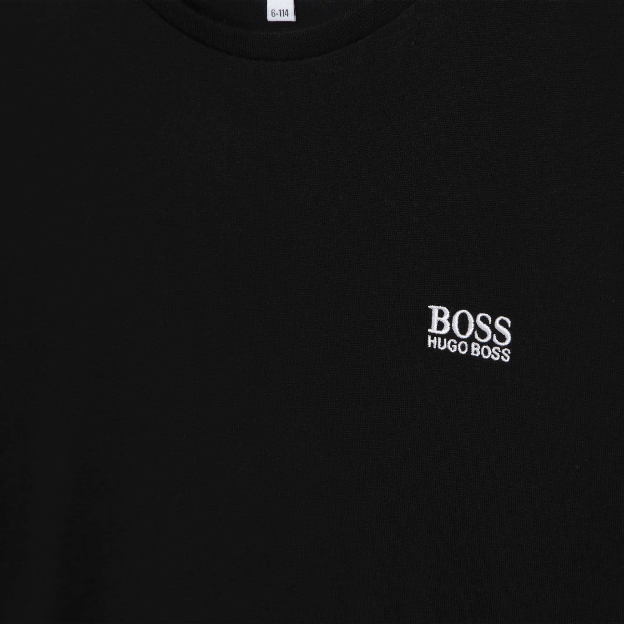 Boys Black Logo Cotton T-Shirt