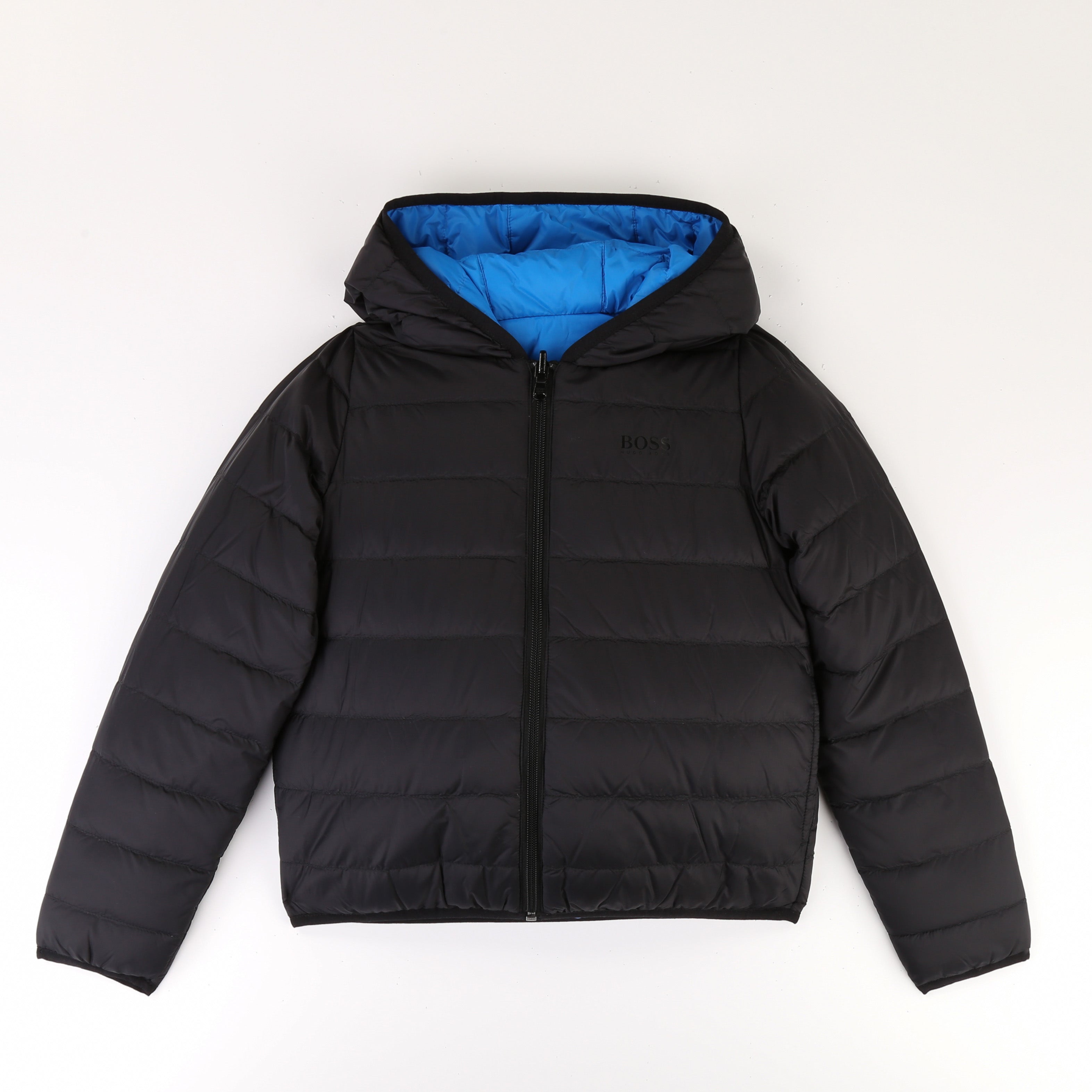 Boys Blue & Black Reversible Padded Down Coat