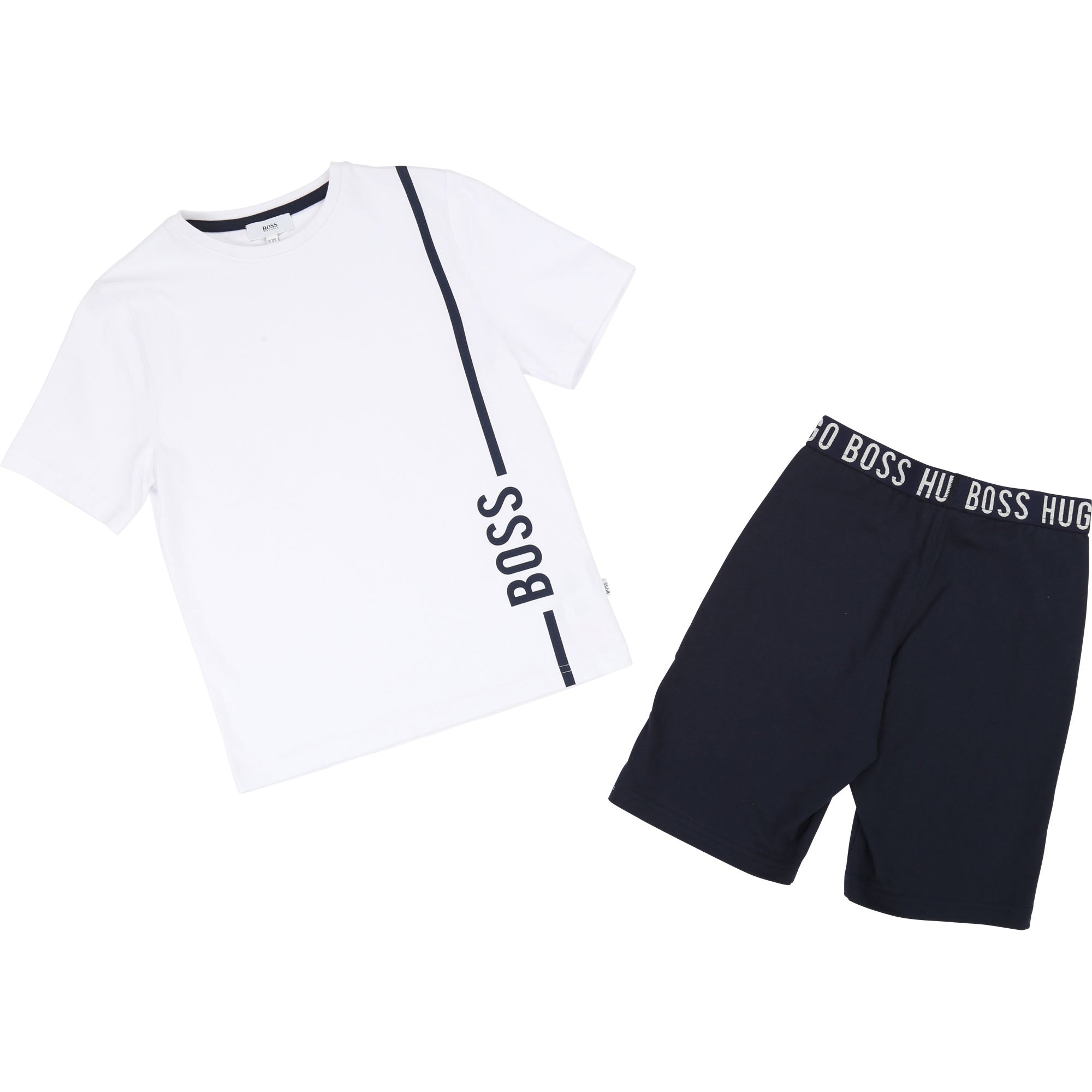 Boys White & Blue Cotton Sets