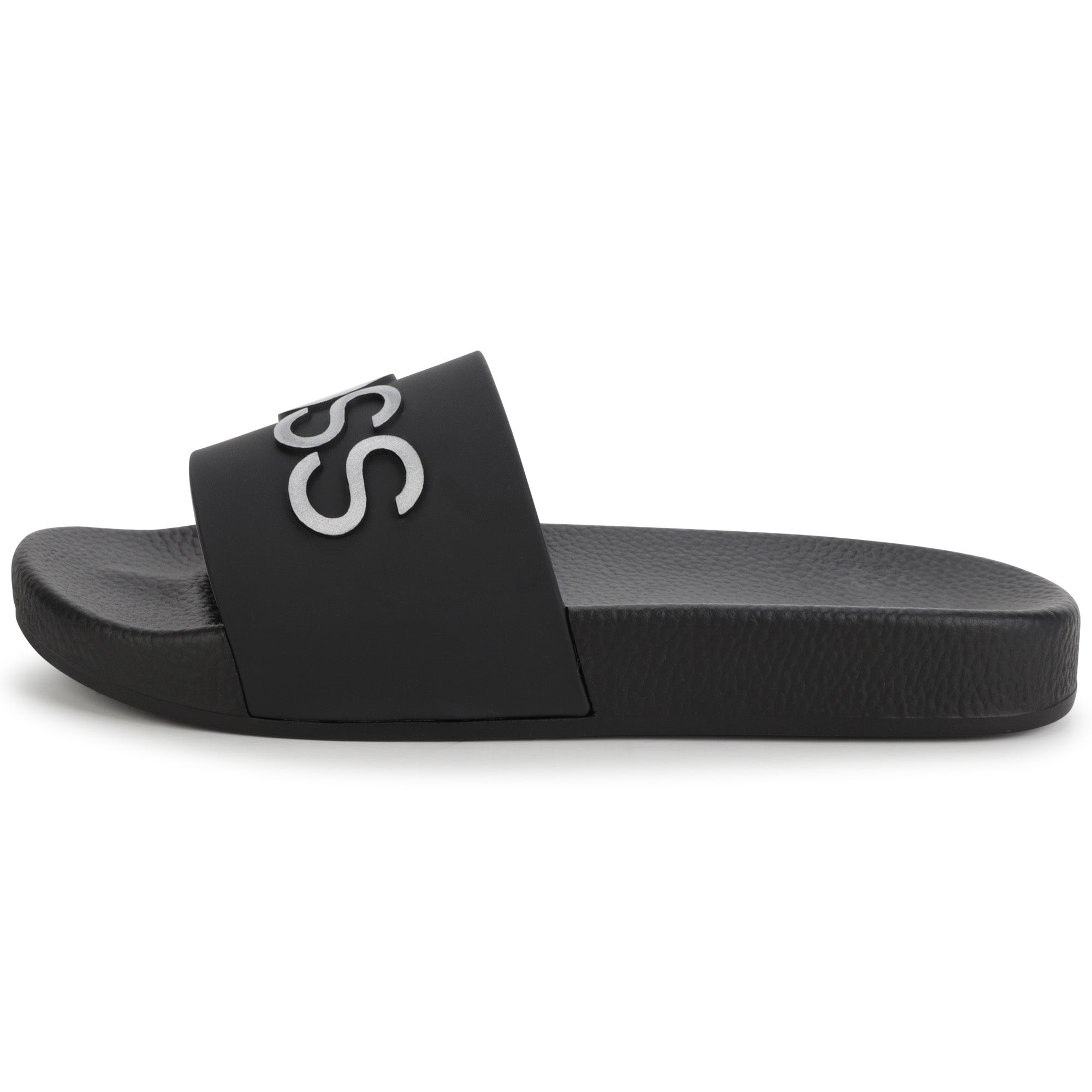 Boys Black Logo Sandals
