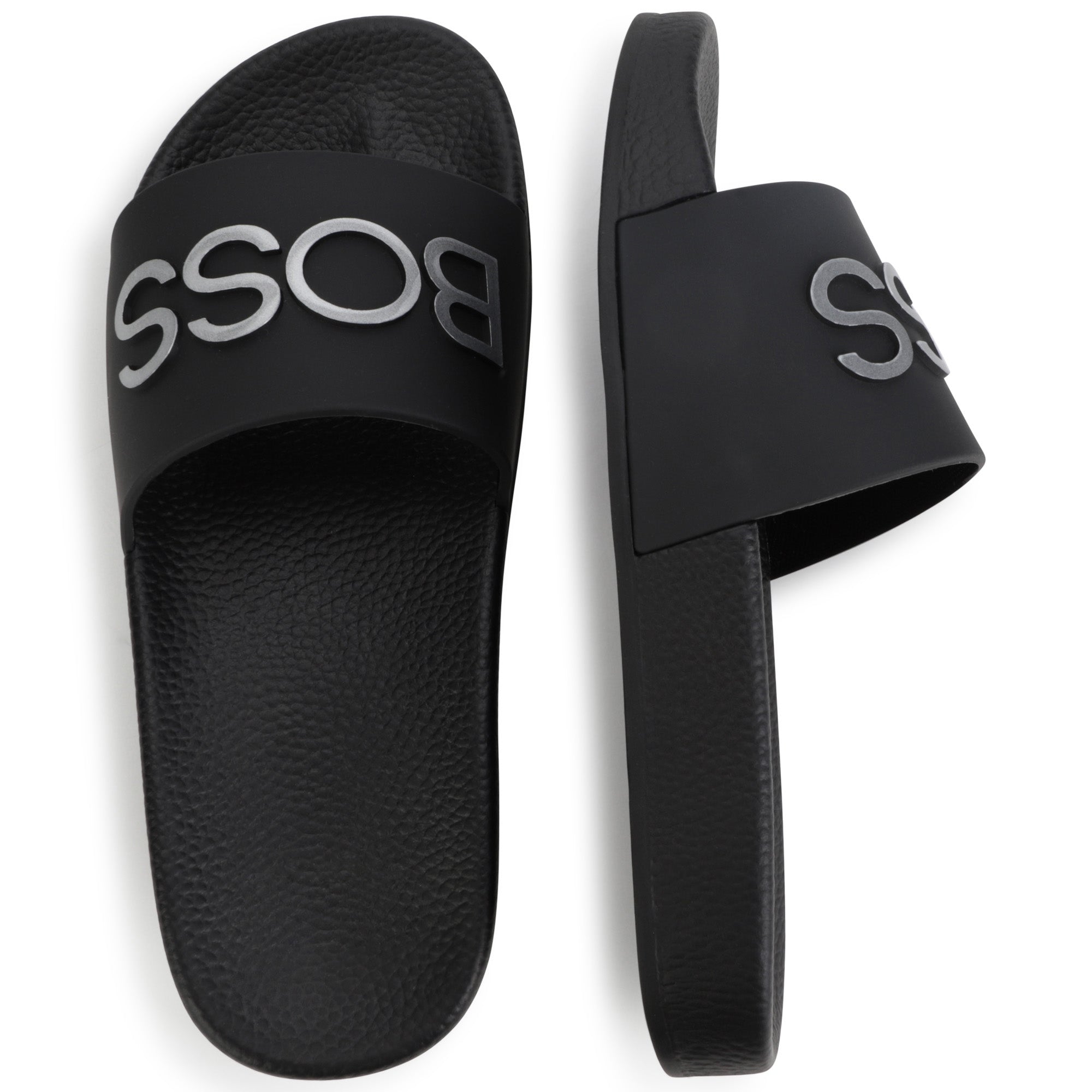 Boys Black Logo Sandals