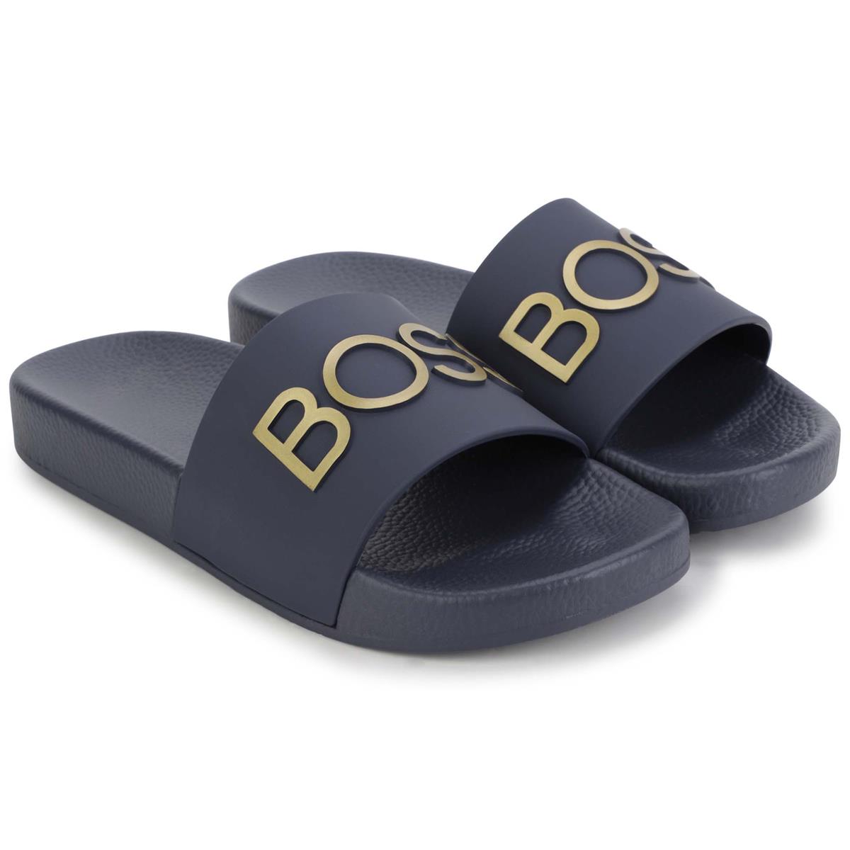 Boys Navy Logo Sandals