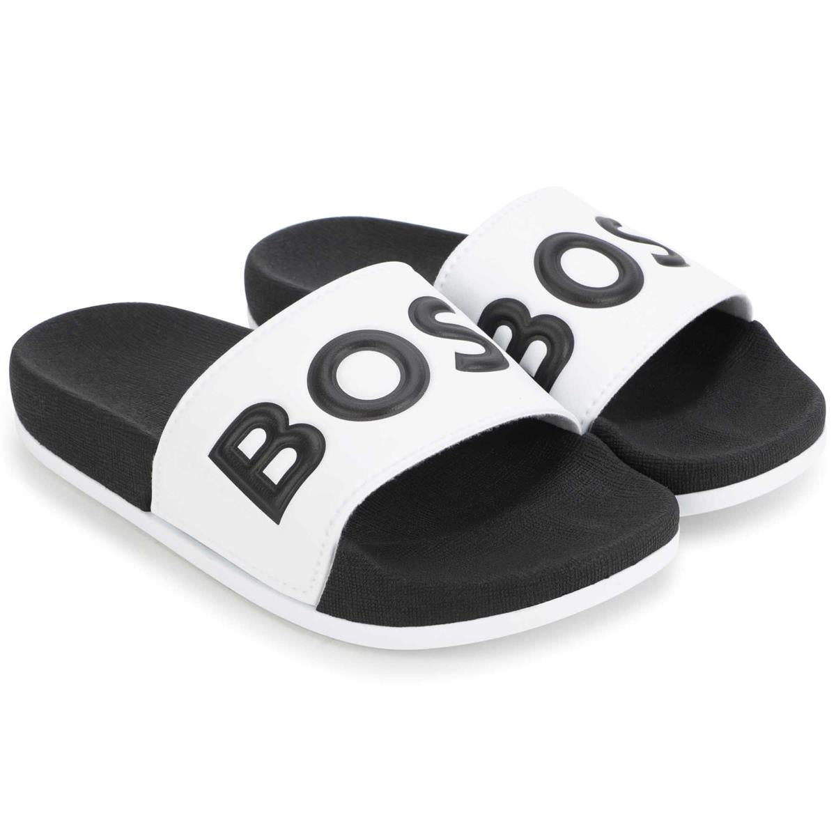 Boys White Logo Sandals