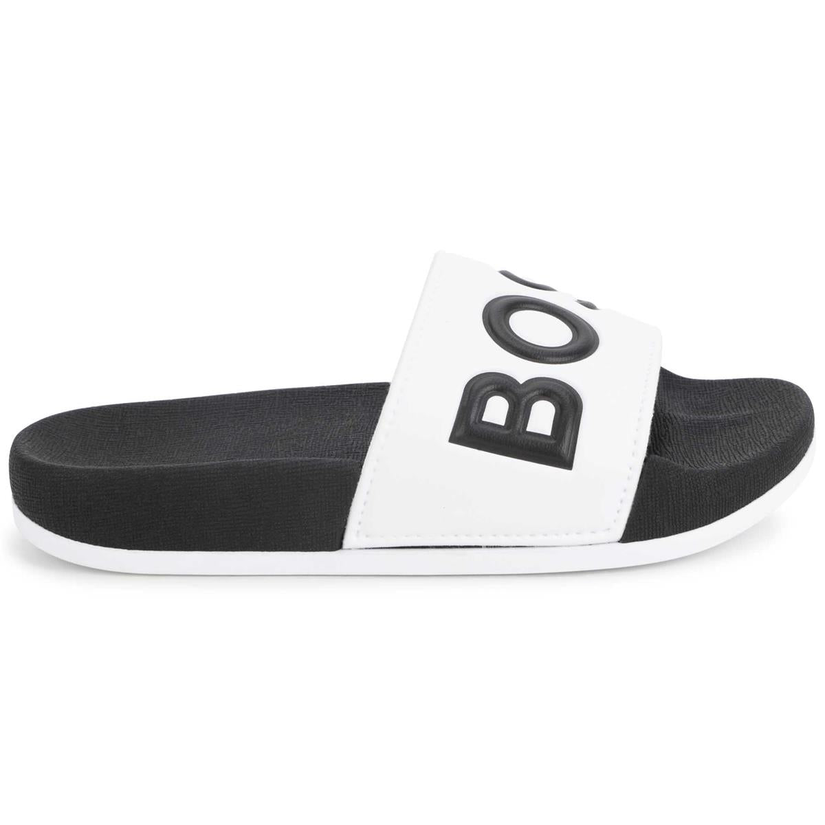 Boys White Logo Sandals