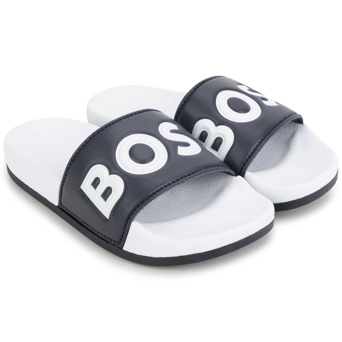Boys Navy Logo Sandals