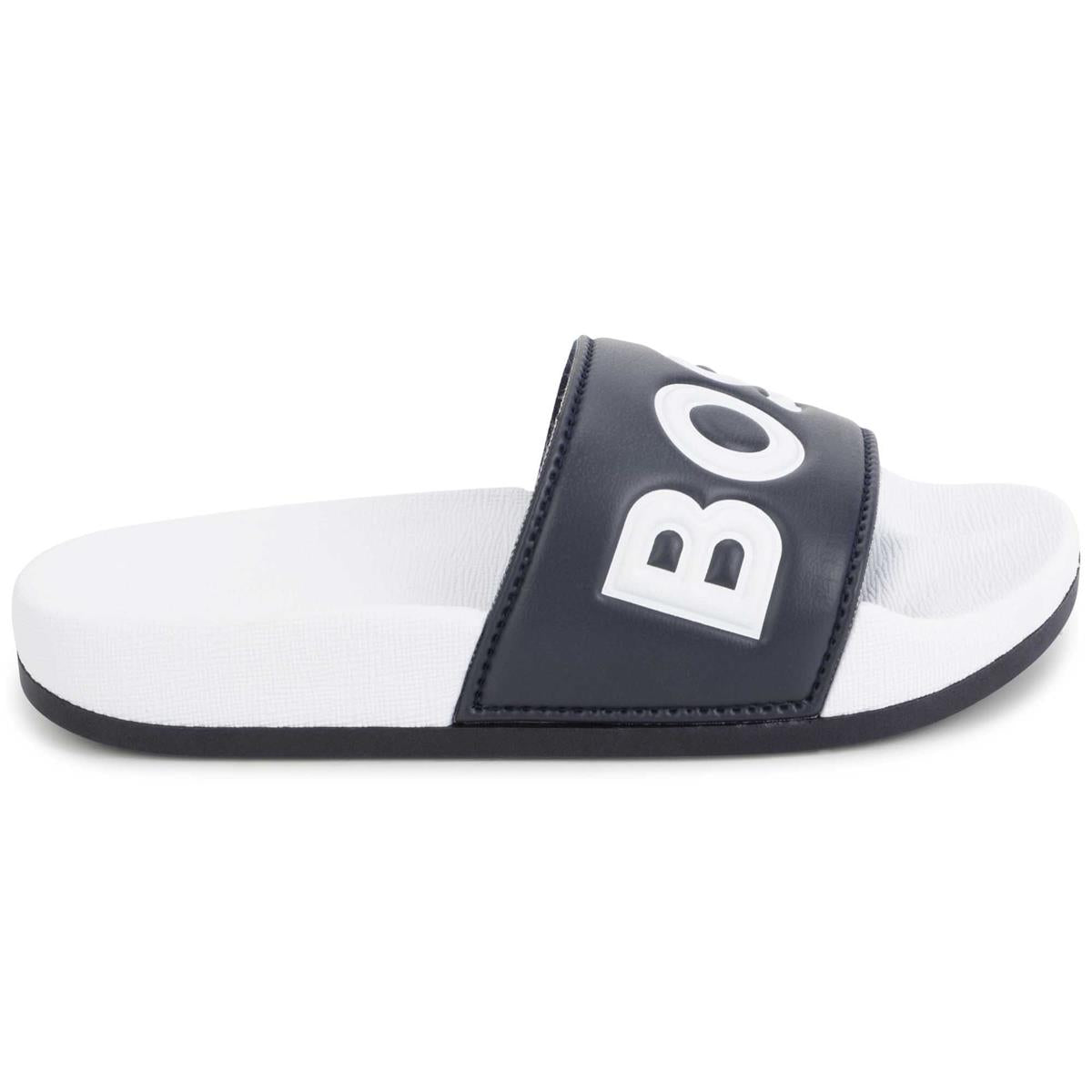 Boys Navy Logo Sandals