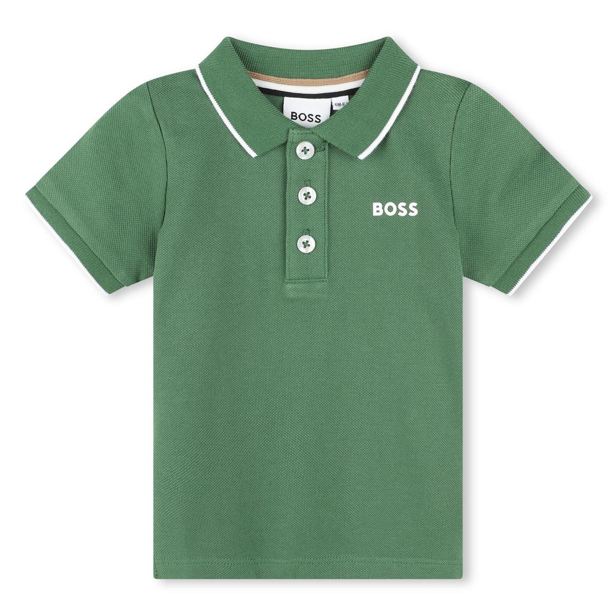 Baby Boys Green Cotton Polo Shirt