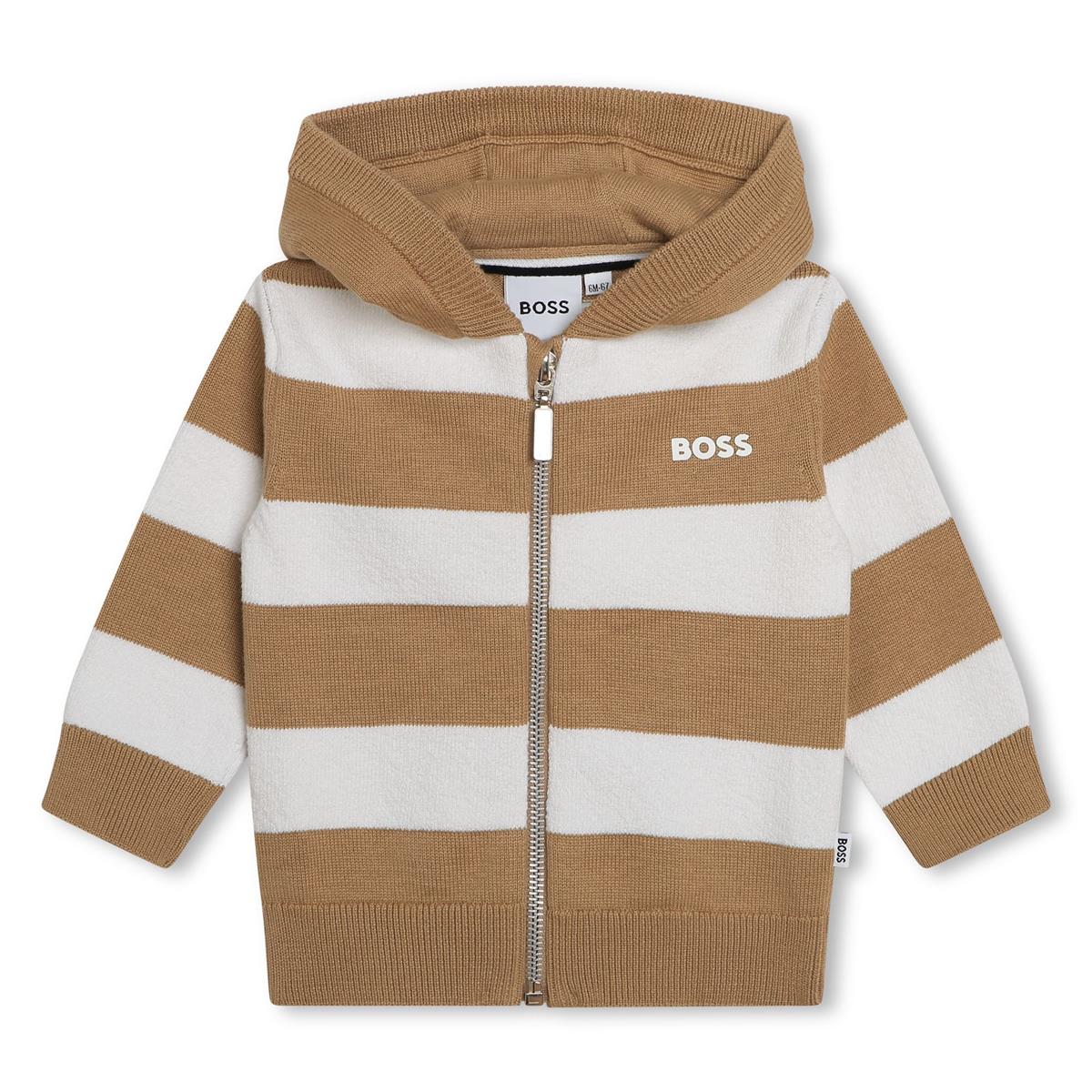 Baby Boys Beige Stripes Zip-Up Top