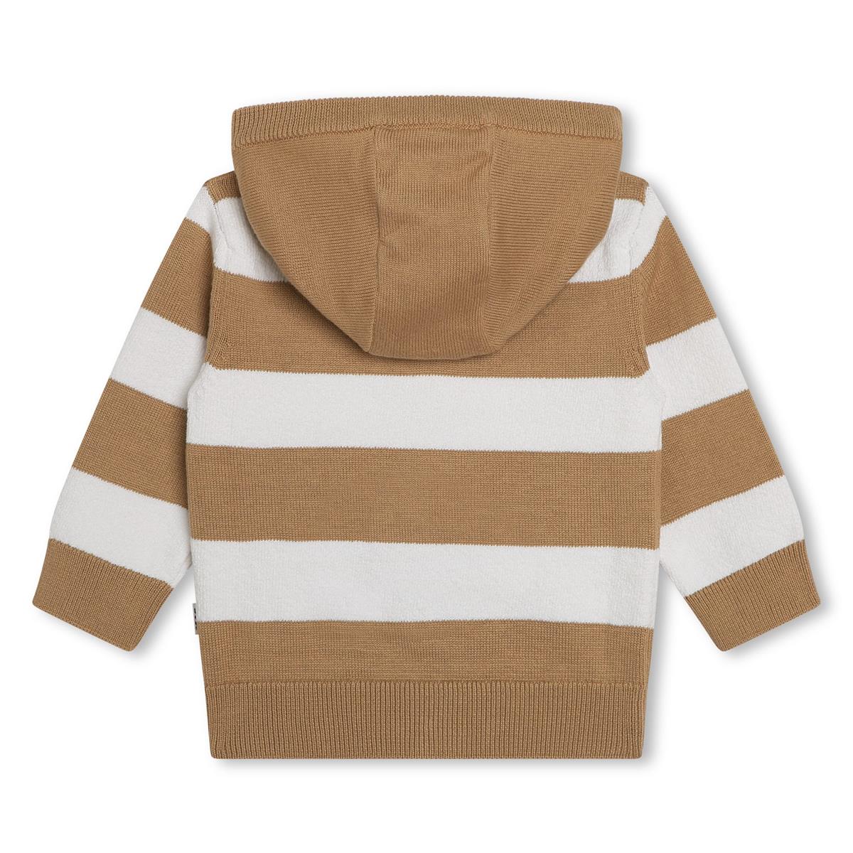 Baby Boys Beige Stripes Zip-Up Top