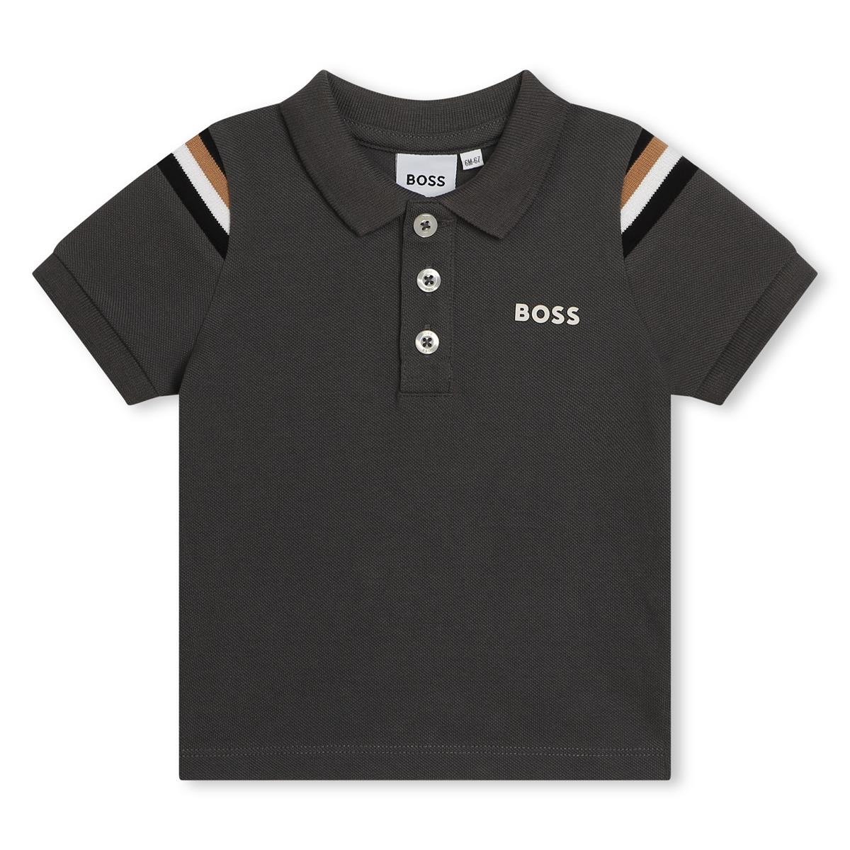 Baby Boys Dark Grey Cotton Polo Shirt