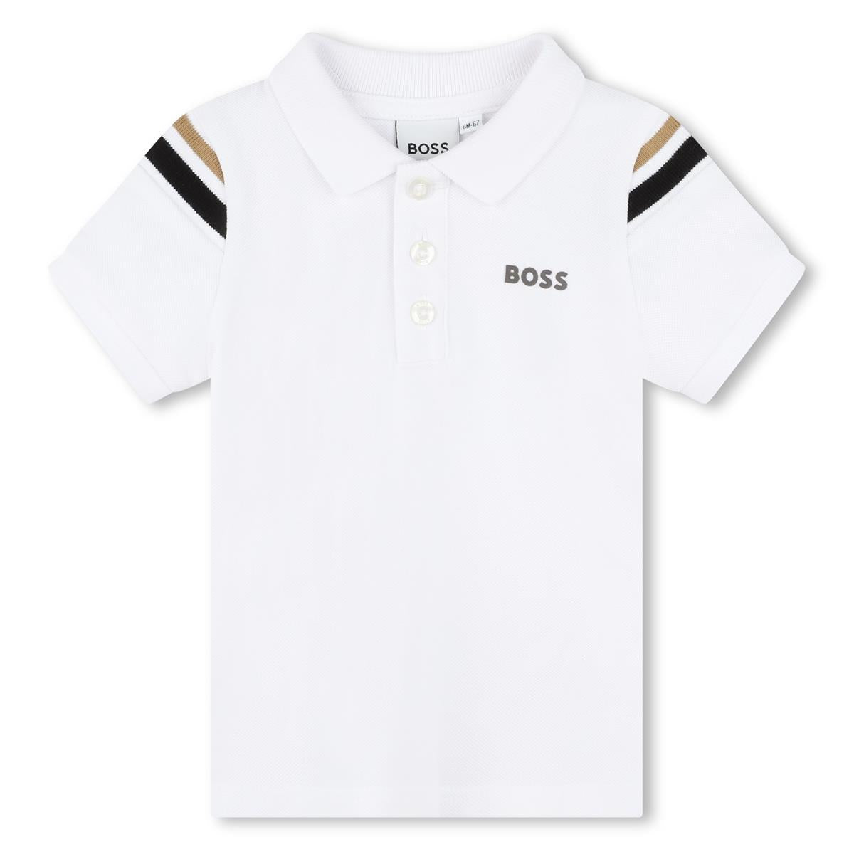 Baby Boys White Cotton Polo Shirt