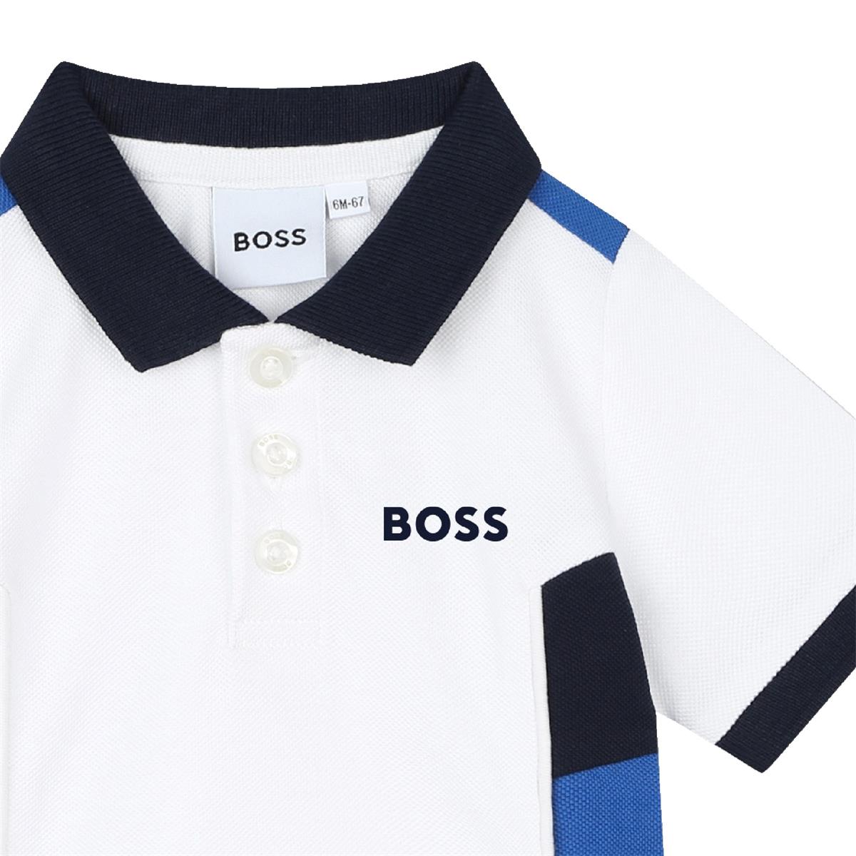 Baby Boys White Cotton Polo Shirt