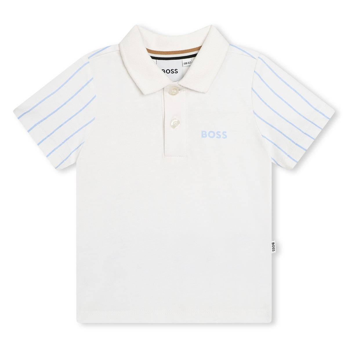 Baby Boys White Cotton Polo Shirt