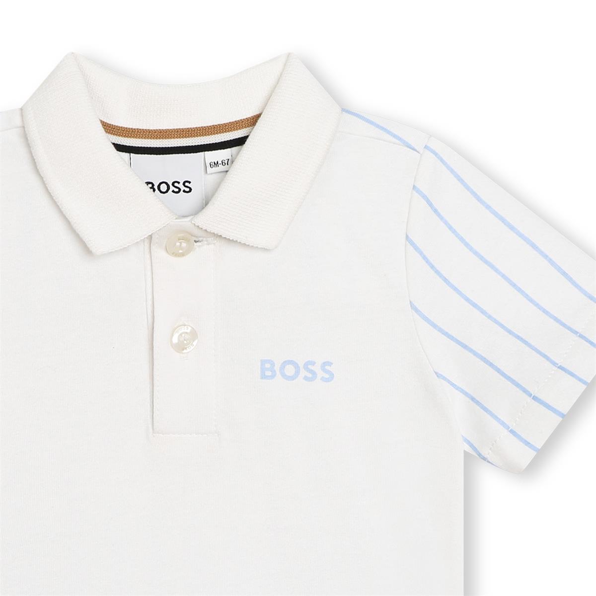 Baby Boys White Cotton Polo Shirt