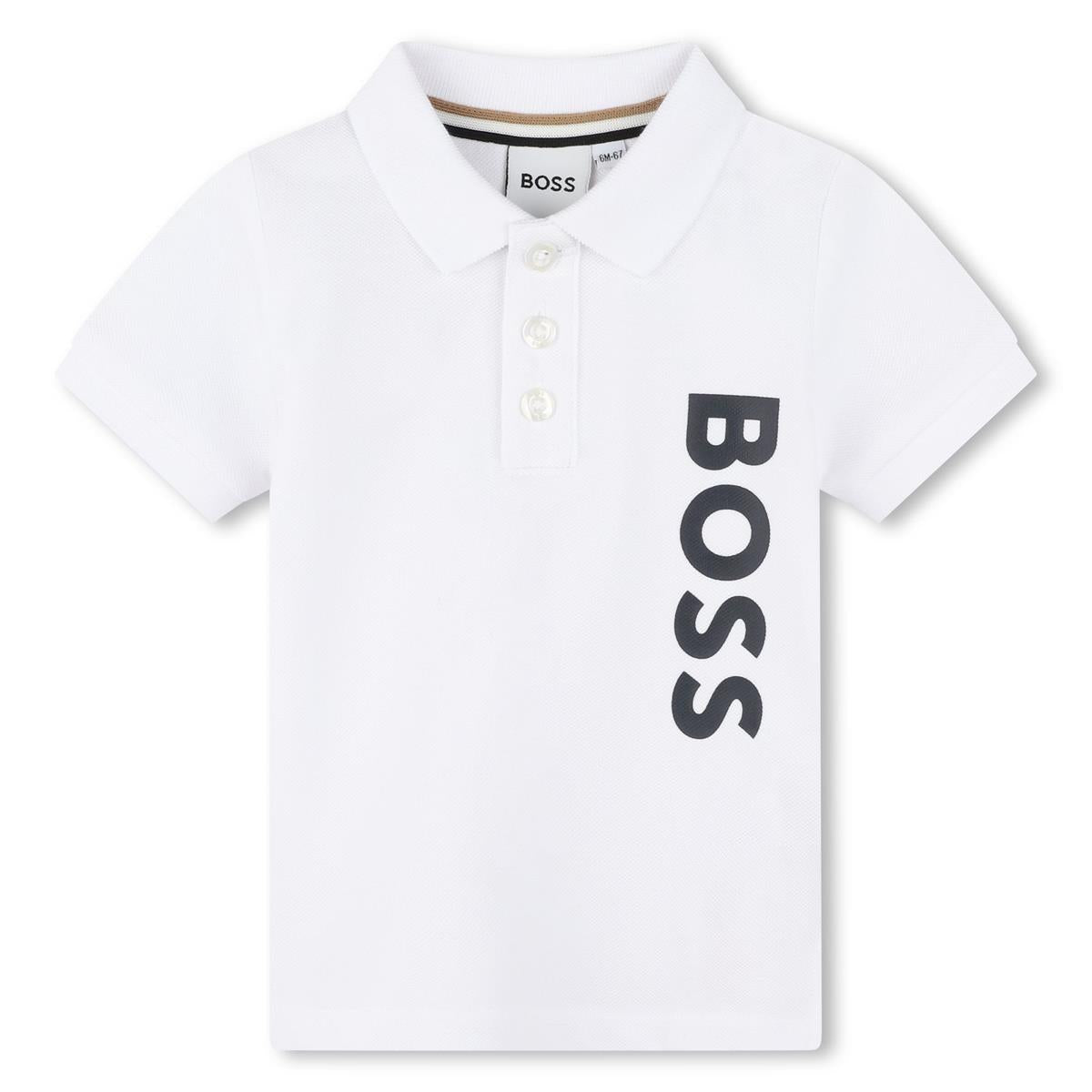 Baby Boys White Cotton Polo Shirt