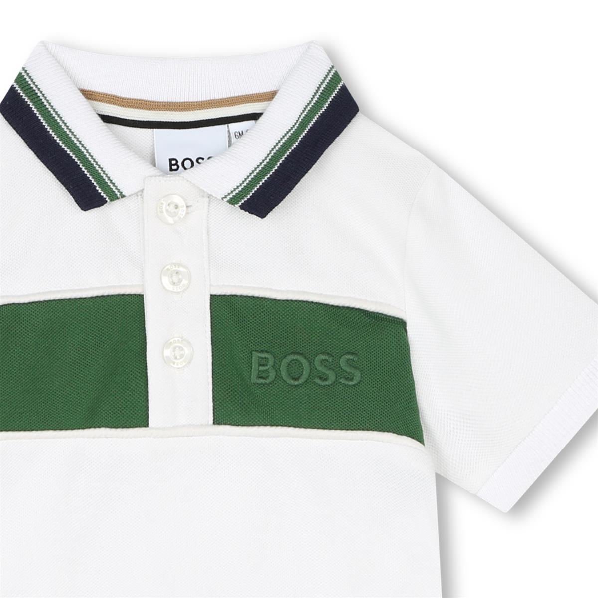 Baby Boys White Cotton Polo Shirt