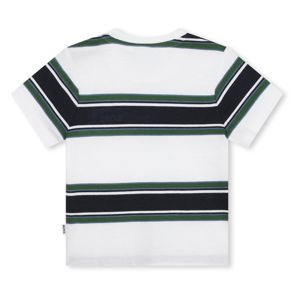 Baby Boys White Stripes Cotton T-Shirt