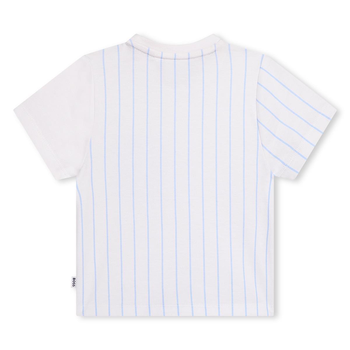 Baby Boys White Stripes Cotton T-Shirt