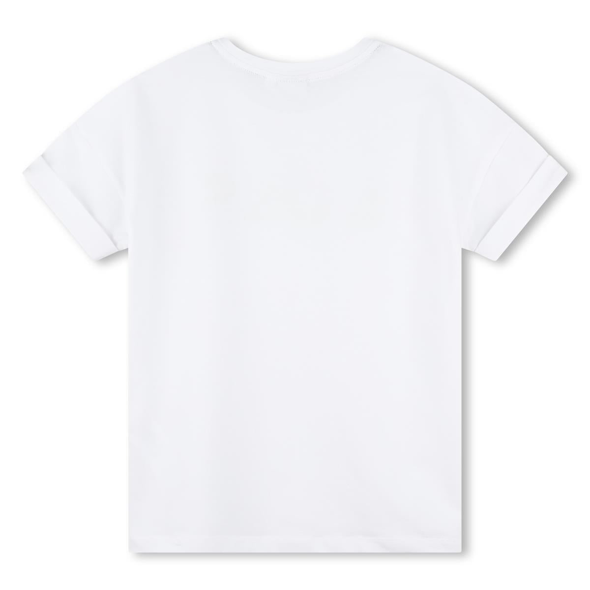 Girls White Cotton T-Shirt