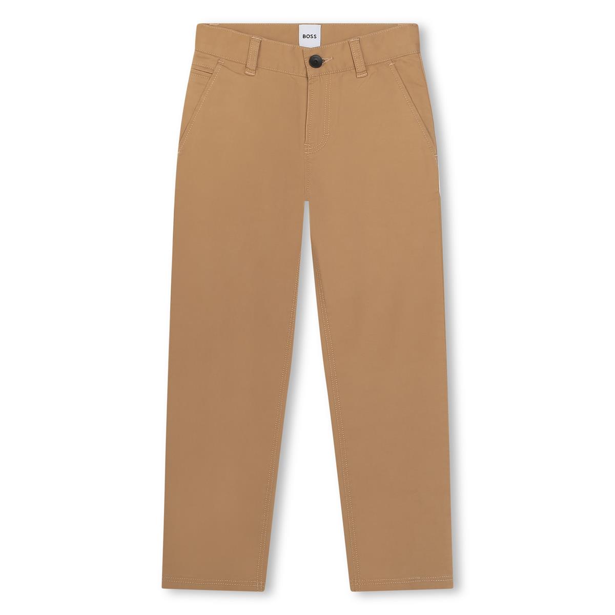 Boys Camel Cotton Trousers