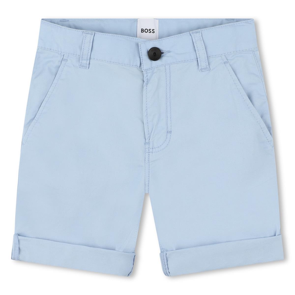 Boys Light Blue Cotton Shorts