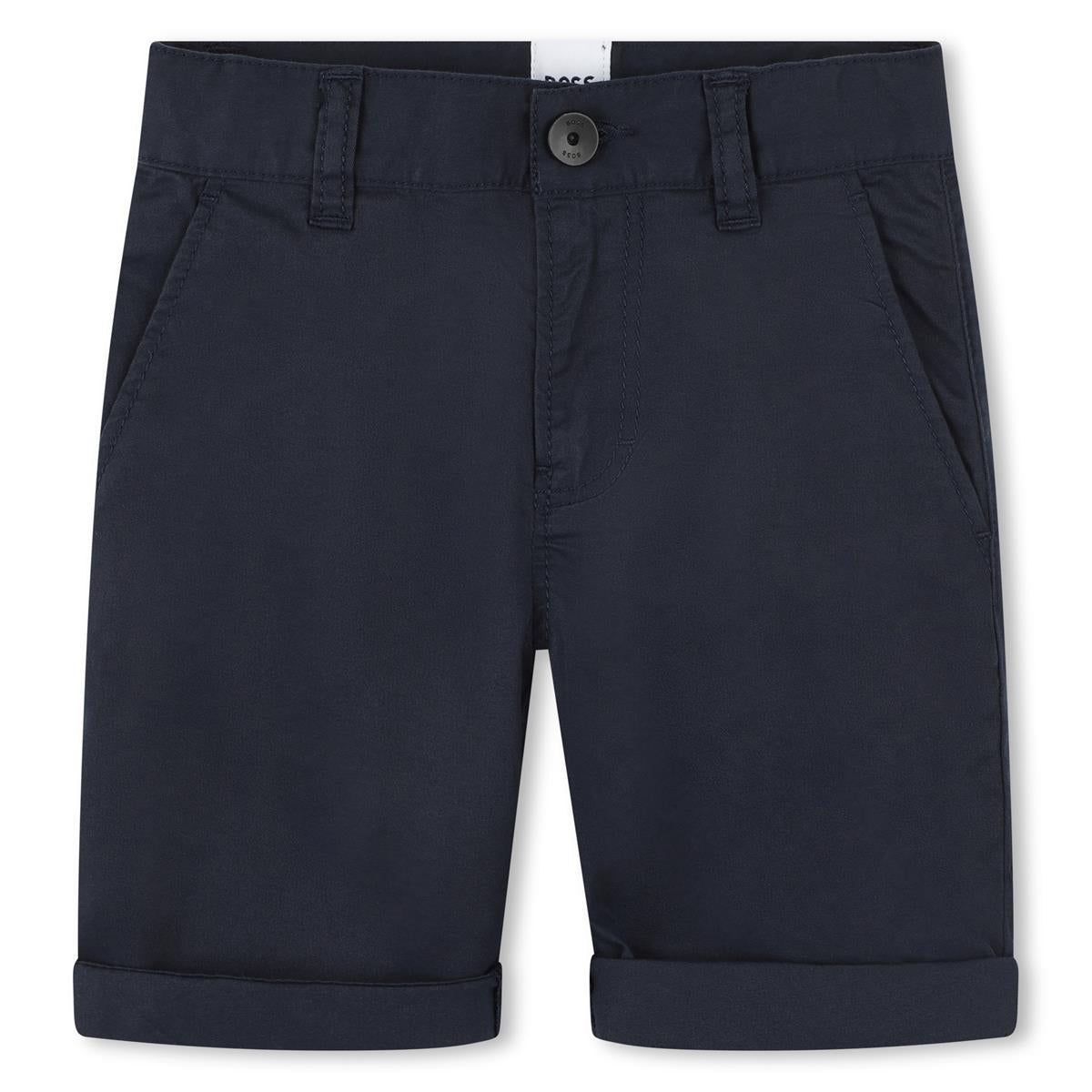 Boys Dark Blue Cotton Shorts