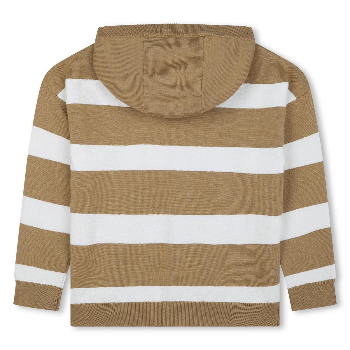 Boys Beige Stripes Zip-Up Top