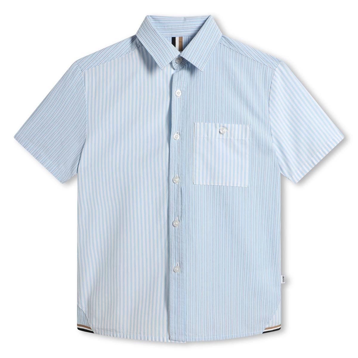 Boys Light Blue Stripes Cotton Shirt