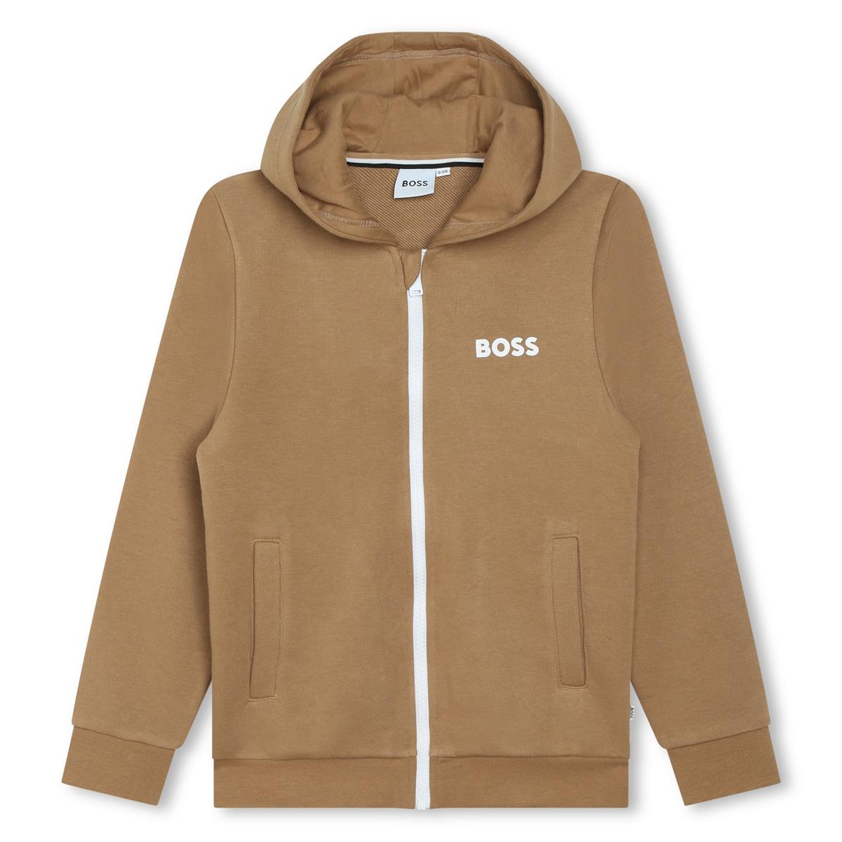 Boys Camel Zip-Up Top